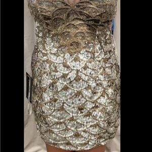 Sherri Hill gold and silver sequin dress
